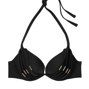 Victoria's Secret Black and Gold Swim Bra with Lace Details VS Swim